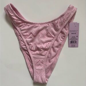 Wild Fable Women’s Light Pink Lace Swim Bottoms NWT Size XS High Leg Cheeky